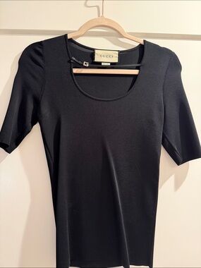 Gucci Black Scoop Neck Short Sleeve Tee